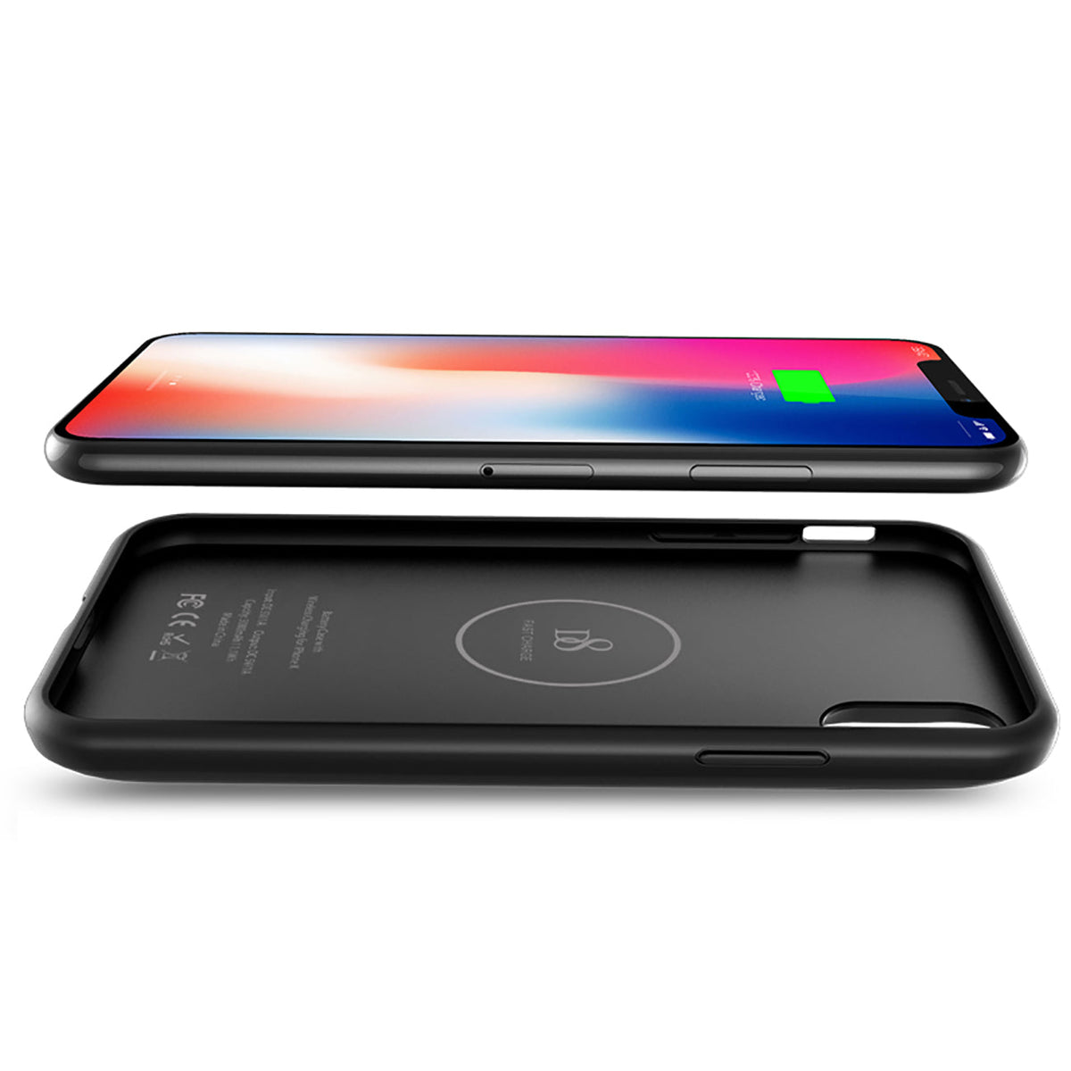 iPhone X Battery Case with Qi Wireless Charging, Support Lightning headphones, Real 3000mAh Rechargeable Extended Protective Battery Charging Case for iPhone X In Black - Premium & Reliable