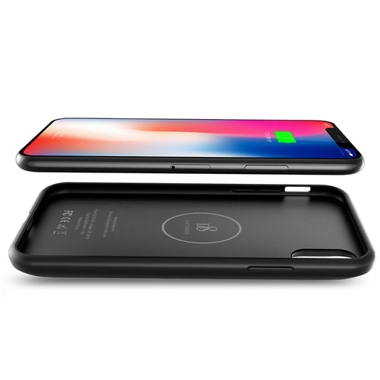 iPhone X Battery Case with Qi Wireless Charging, Support Lightning headphones, Real 3000mAh Rechargeable Extended Protective Battery Charging Case for iPhone X In Black - Premium & Reliable