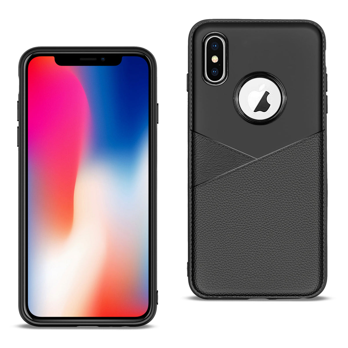 APPLE IPHONE X/XS TPU Leather feel Case Leather Fit Flexible Slim Premium Case in Black - Crystal Clear & Reliable