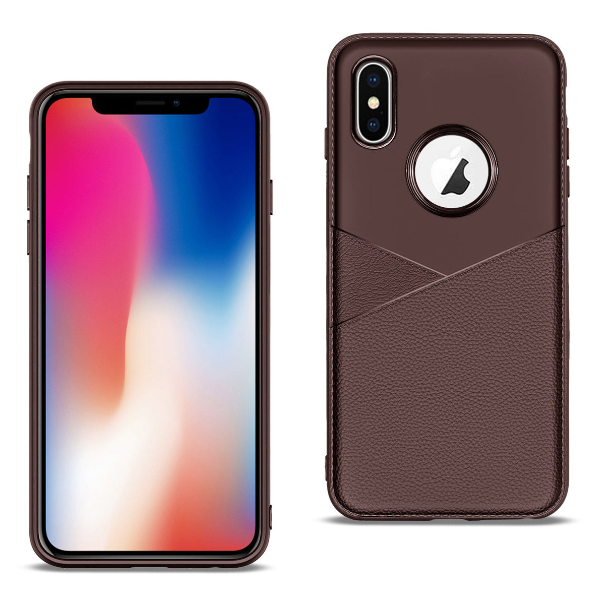 APPLE IPHONE X/XS TPU Leather feel Case Leather Fit Flexible Slim Premium Case in Brown - Durable & Reliable