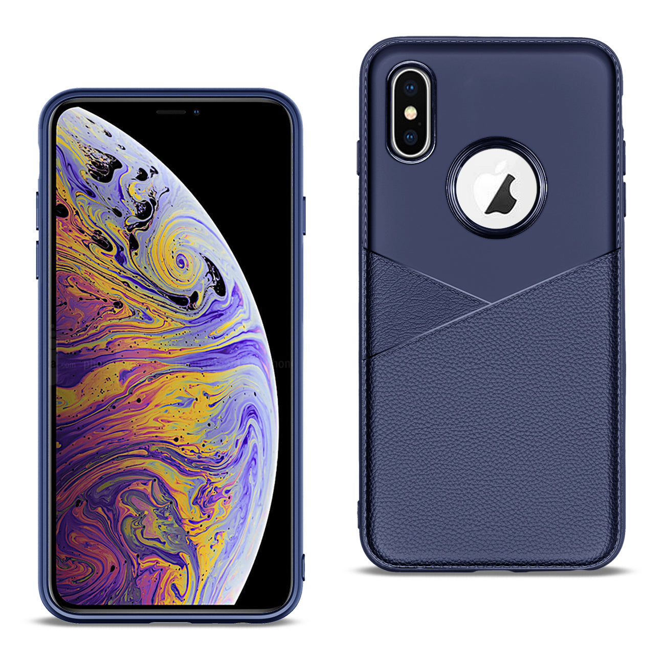 APPLE IPHONE XS MAX TPU Leather feel Case Leather Fit Flexible Slim Premium Case in Blue - Heavy Duty & Reliable