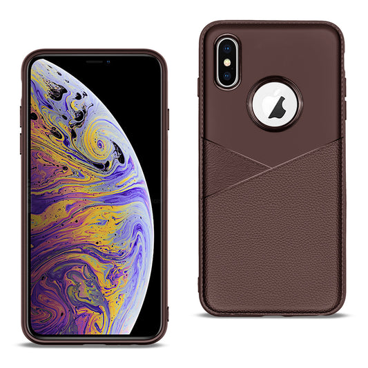 APPLE IPHONE XS MAX TPU Leather feel Case Leather Fit Flexible Slim Premium Case in Brown - Ultra-Slim & Reliable