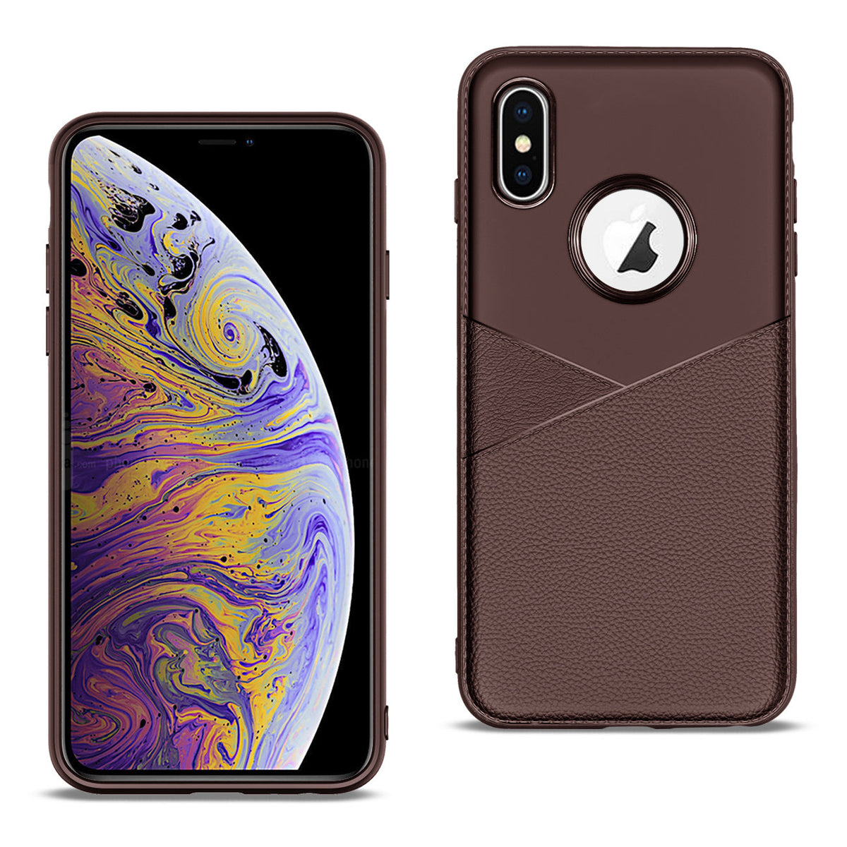APPLE IPHONE XS MAX TPU Leather feel Case Leather Fit Flexible Slim Premium Case in Brown - Ultra-Slim & Reliable