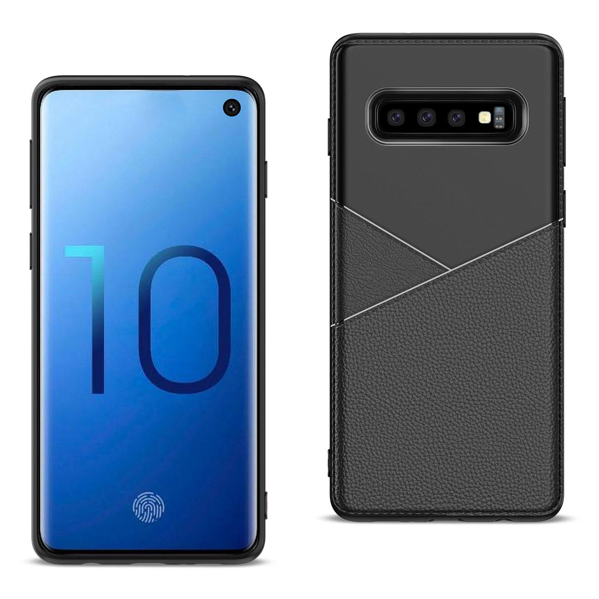 SAMSUNG GALAXY S10 Plus TPU Leather feel Case Leather Fit Flexible Slim Premium Case in Black - Premium & Reliable