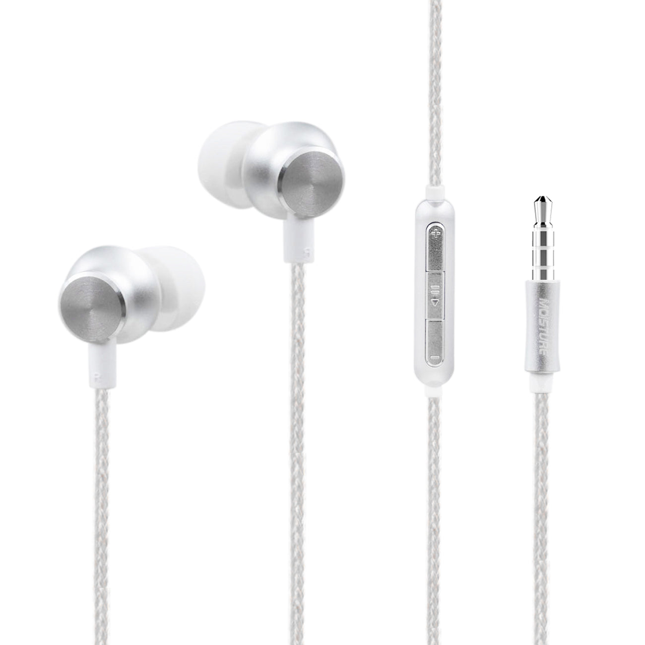 Bass Earphones with Monibearing Mic In Silver-HS77SL - Crystal Clear & Reliable