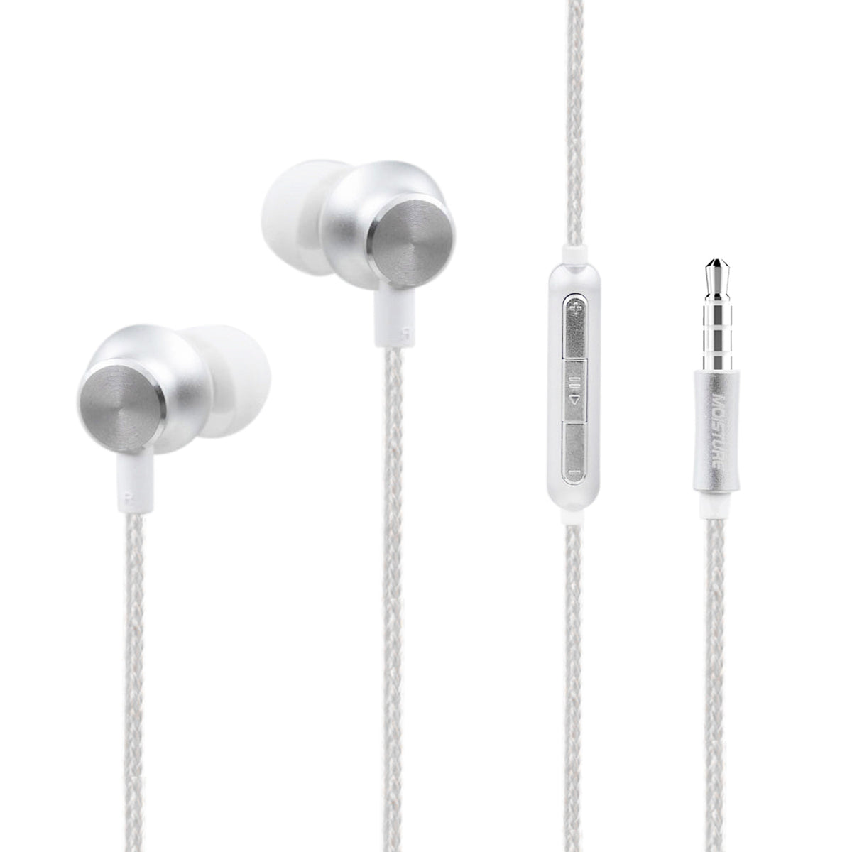 Bass Earphones with Monibearing Mic In Silver-HS77SL - Crystal Clear & Reliable