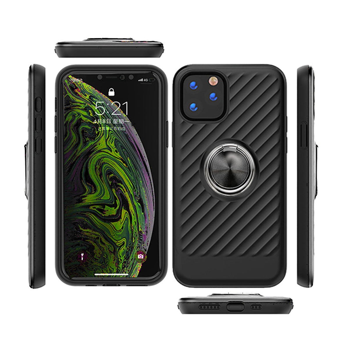 IPHONE 11 PRO Compatible APPLE IPHONE 11 PRO Case with Ring Holder In Black - Premium Protection by