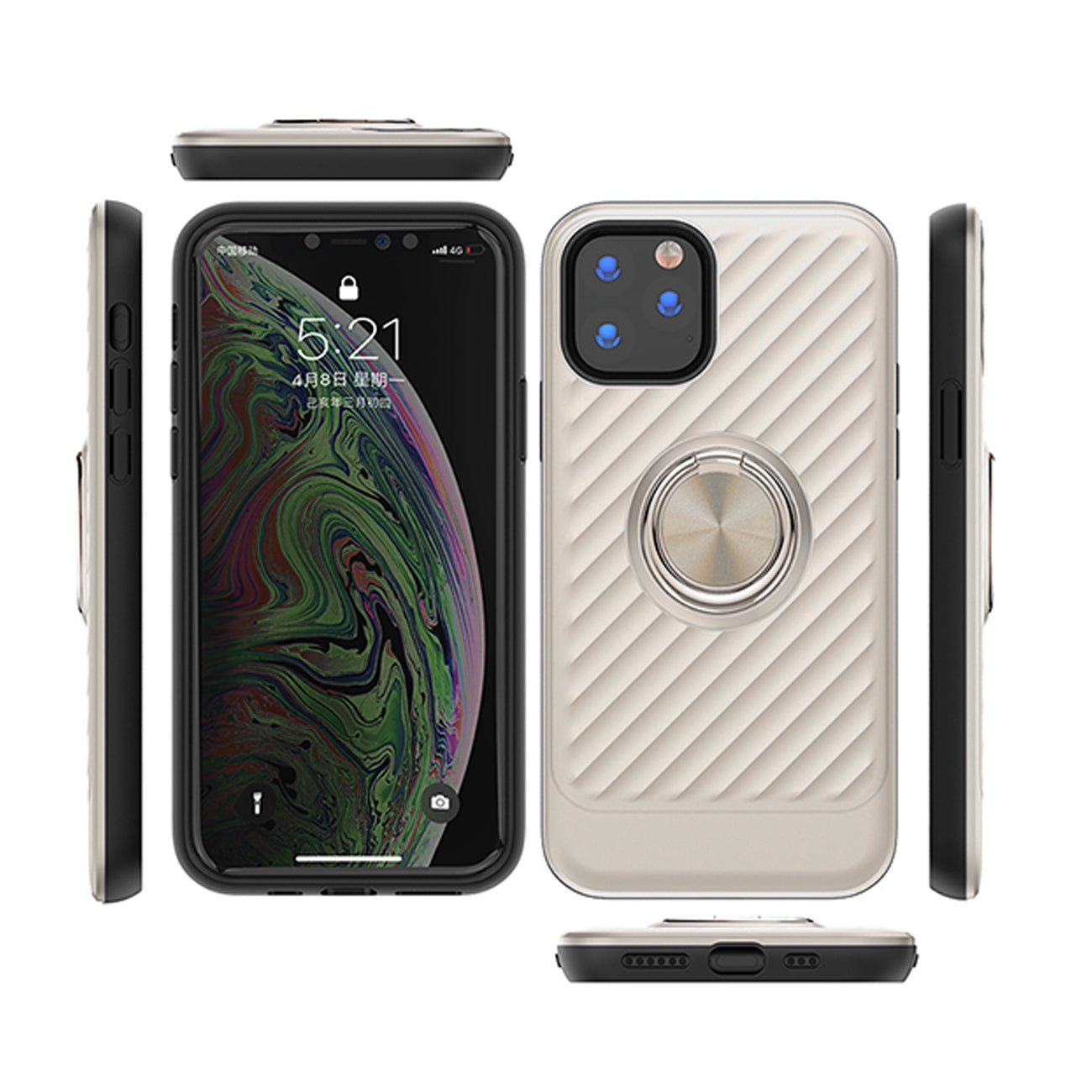 IPHONE 11 PRO Compatible APPLE IPHONE 11 PRO Case with Ring Holder In Silver - Ultra-Slim Protection by
