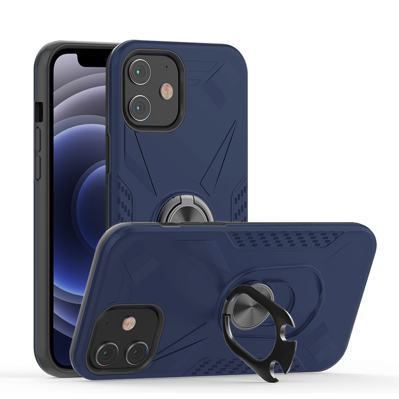 IPHONE 12 MINI Compatible APPLE IPHONE 12 MINI Case with Ring Holder In Blue - Ultra-Slim Protection by