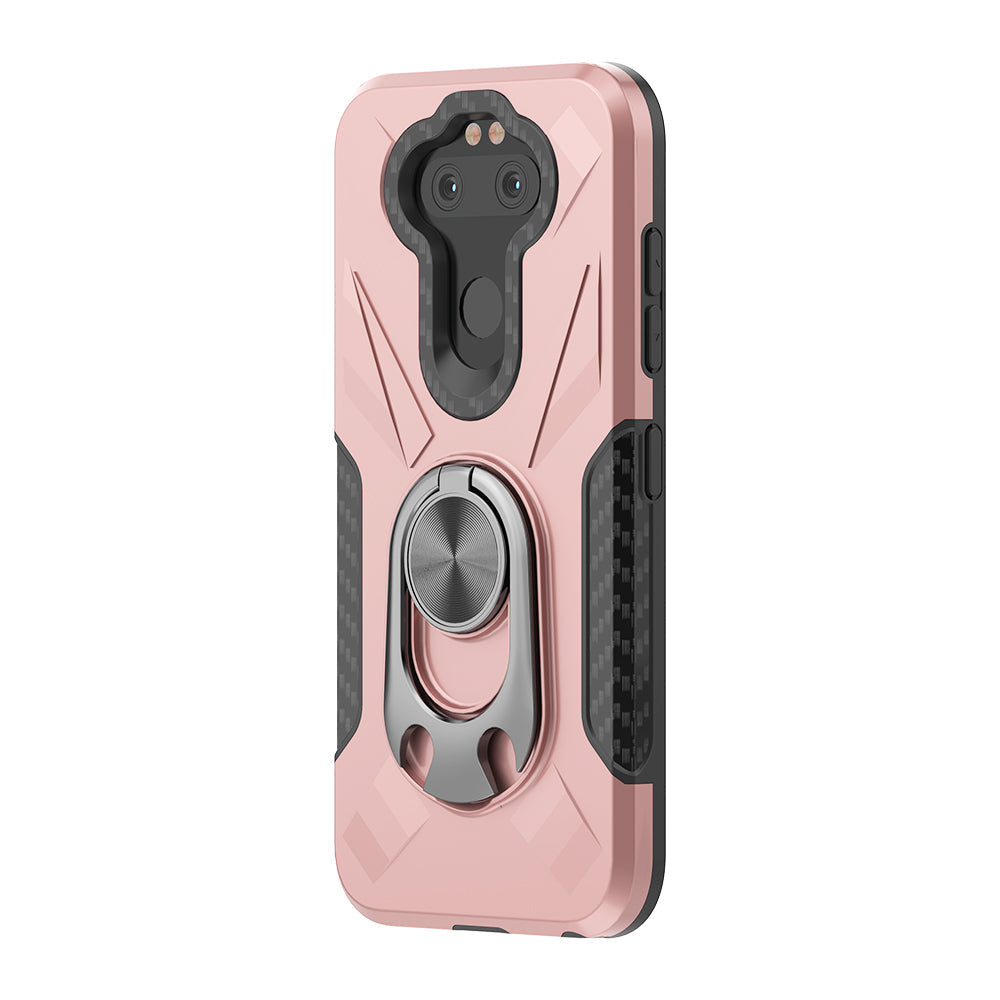 Phone Case with Ring Holder LG ARISTO 5 In Rose Gold - Shockproof & Reliable