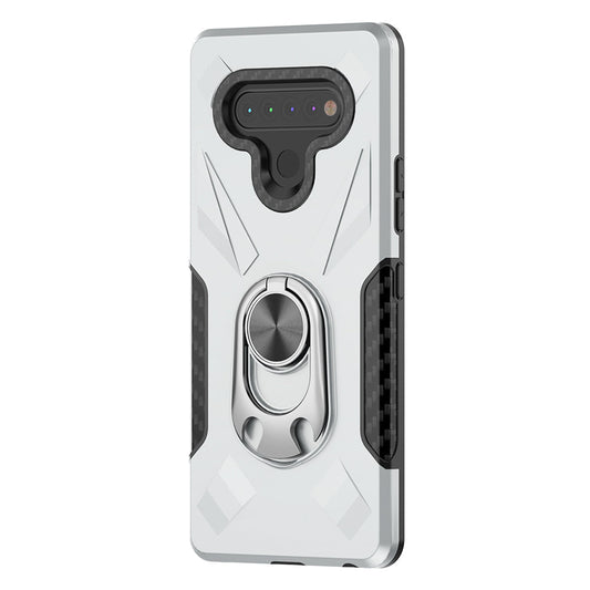 Phone Case with Ring Holder LG K51 Case In Silver - Heavy Duty & Reliable