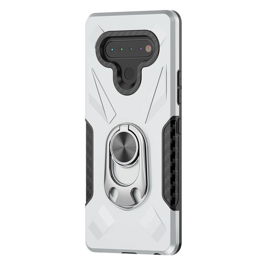 Phone Case with Ring Holder LG K51 Case In Silver - Heavy Duty & Reliable