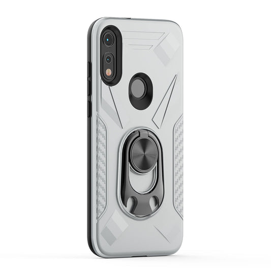 MOTOROLA E7 Case with Ring Holder In Silver - Crystal Clear & Reliable