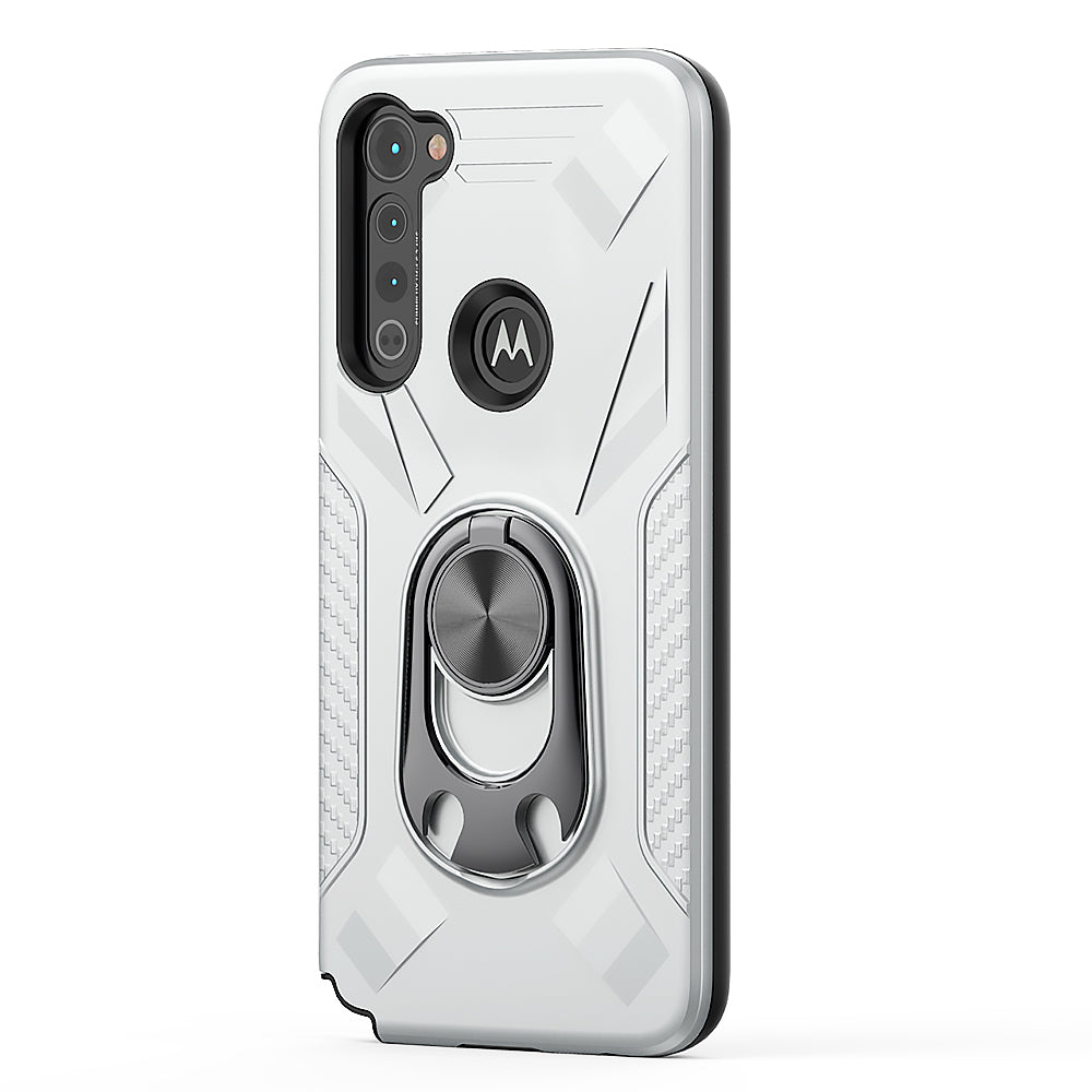 MOTOROLA G STYLUS Case with Ring Holder In Silver - Heavy Duty & Reliable