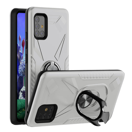 Phone Case with Ring Holder SAMSUNG GALAXY A51 5G In Silver - Heavy Duty & Reliable