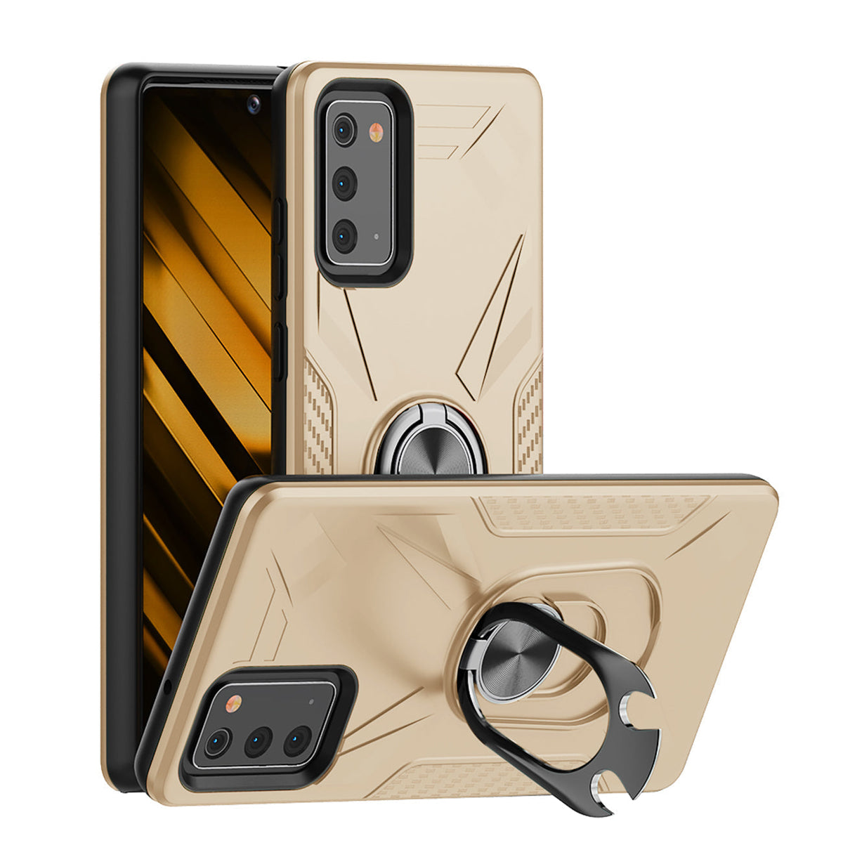 Phone Case with Ring Holder SAMSUNG GALAXY NOTE 20 In Gold - Heavy Duty & Reliable