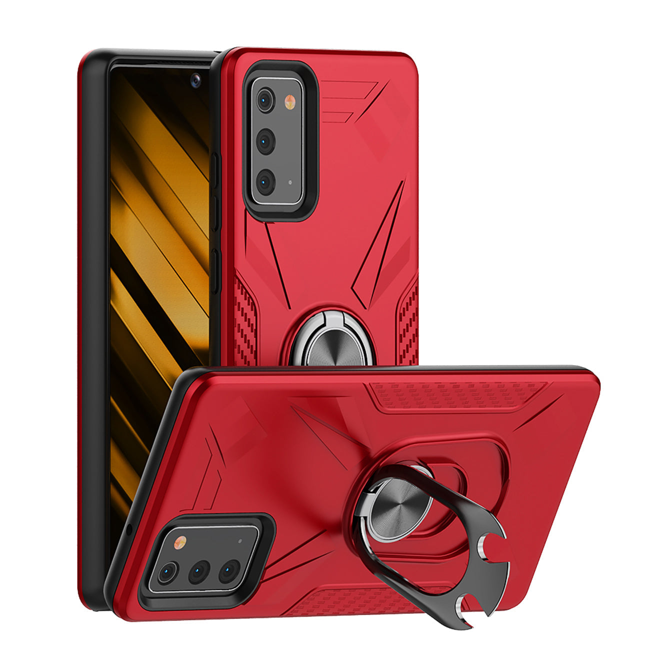 Phone Case with Ring Holder SAMSUNG GALAXY NOTE 20 In Red - Crystal Clear & Reliable