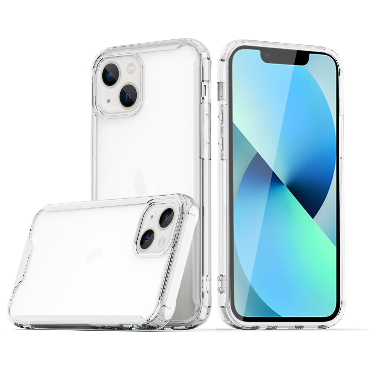 iPhone 13 Compatible High Quality 2X Clean PC and TPU Bumper Case In Clear For Apple iPhone 13 - Ultra-Slim Protection by