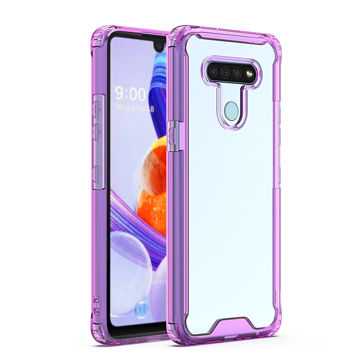 LG K51 High quality TPU Bumper and Clarity PC Case In Purple - Ultra-Slim & Reliable