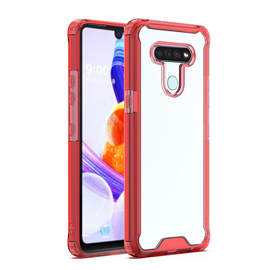 LG K51 High quality TPU Bumper and Clarity PC Case In Red - Durable & Reliable