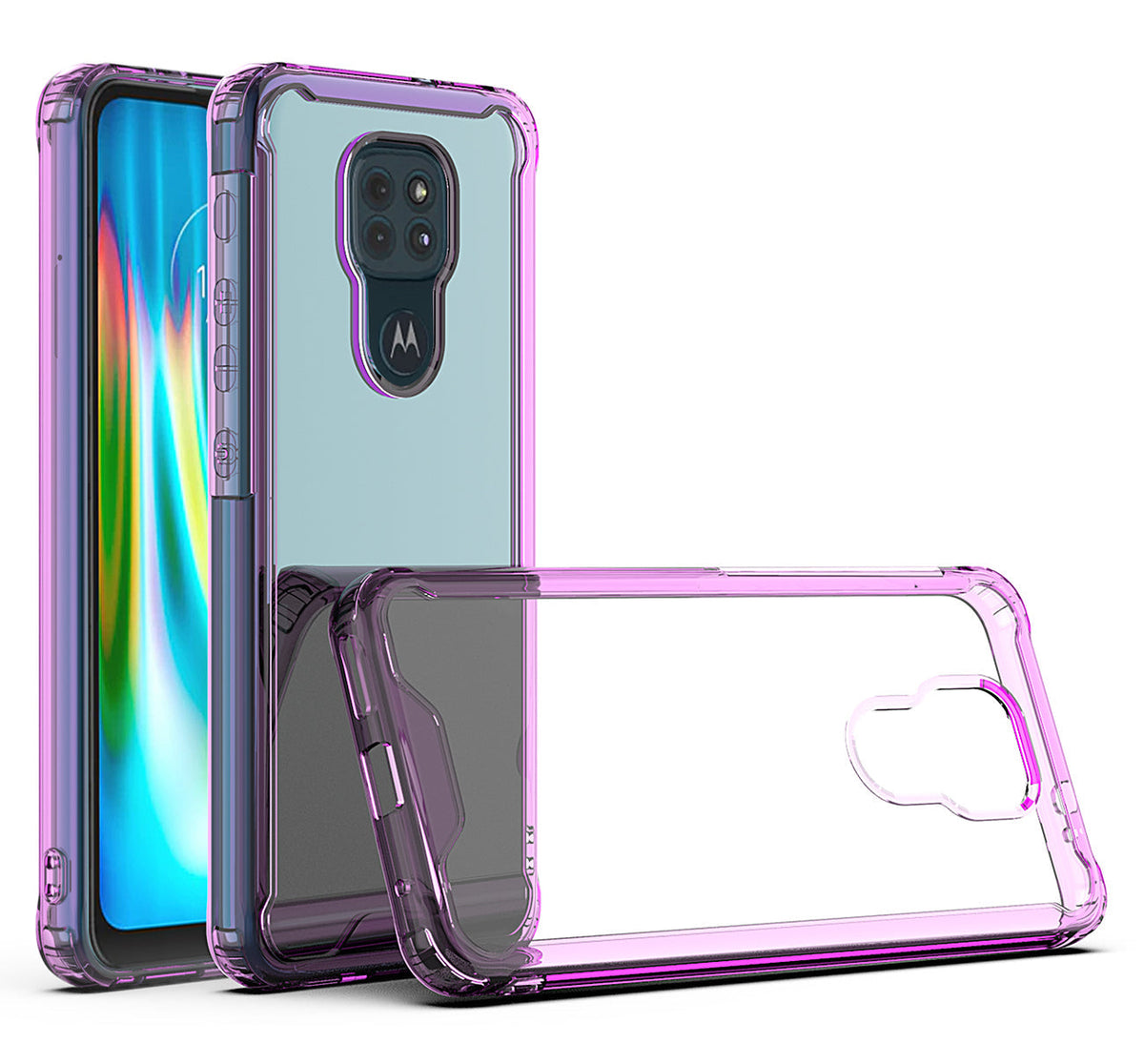 Moto E7 Plus/G9/G9 Play High quality TPU Bumper and Clarity PC Case In Purple - Durable & Reliable