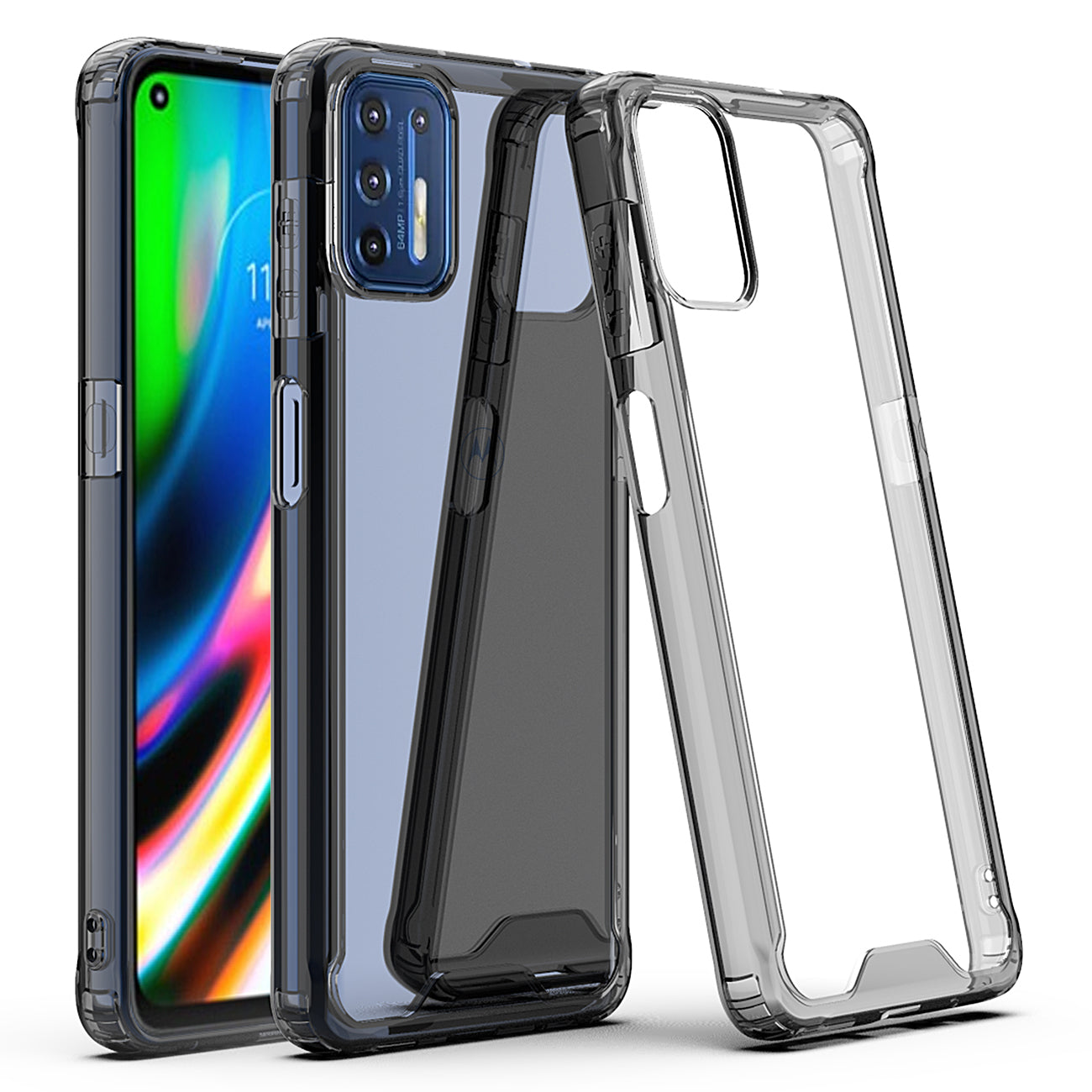 Moto G9 Plus High quality TPU Bumper and Clarity PC Case In Black - Shockproof & Reliable
