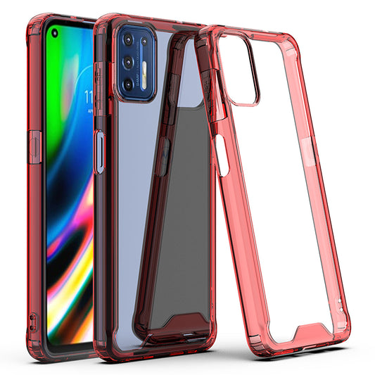 Moto G9 Plus High quality TPU Bumper and Clarity PC Case In Red - Crystal Clear & Reliable