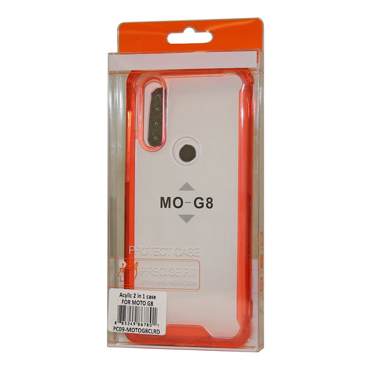MOTOROLA G8 High quality Tpu Bumper and Clarity PC Case In Red - Heavy Duty & Reliable