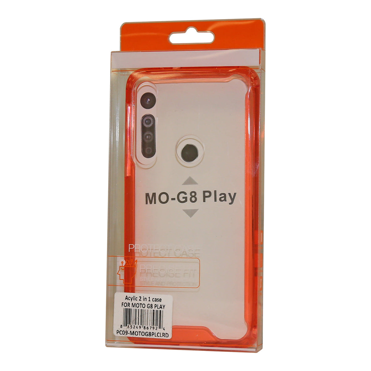 MOTOROLA G8 PLAY High quality Tpu Bumper and Clarity PC Case In Red - Crystal Clear & Reliable