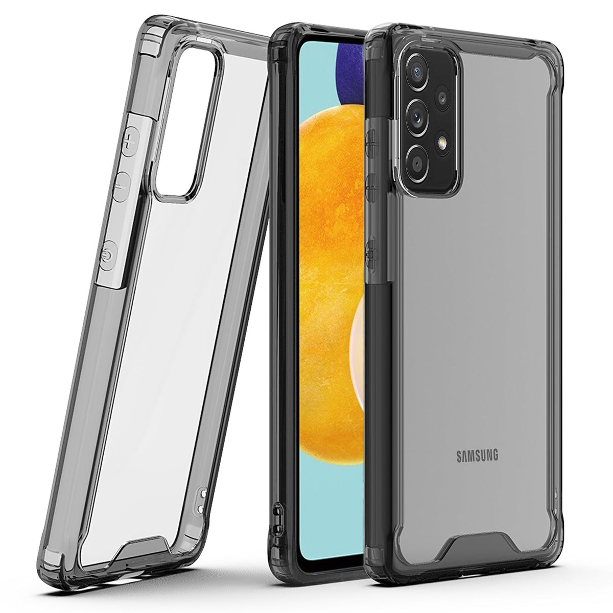 High Quality 2X Clean PC and TPU Bumper Case In Black For Samsung Galaxy A52 5G - Crystal Clear & Reliable
