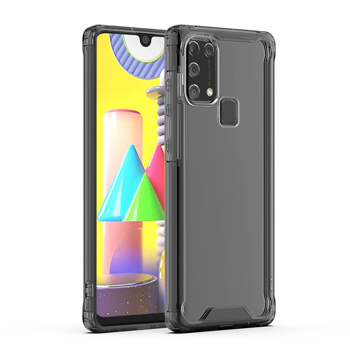 High Quality 2X Clean PC and TPU Bumper Case In Black For Samsung Galaxy M31 - Durable & Reliable