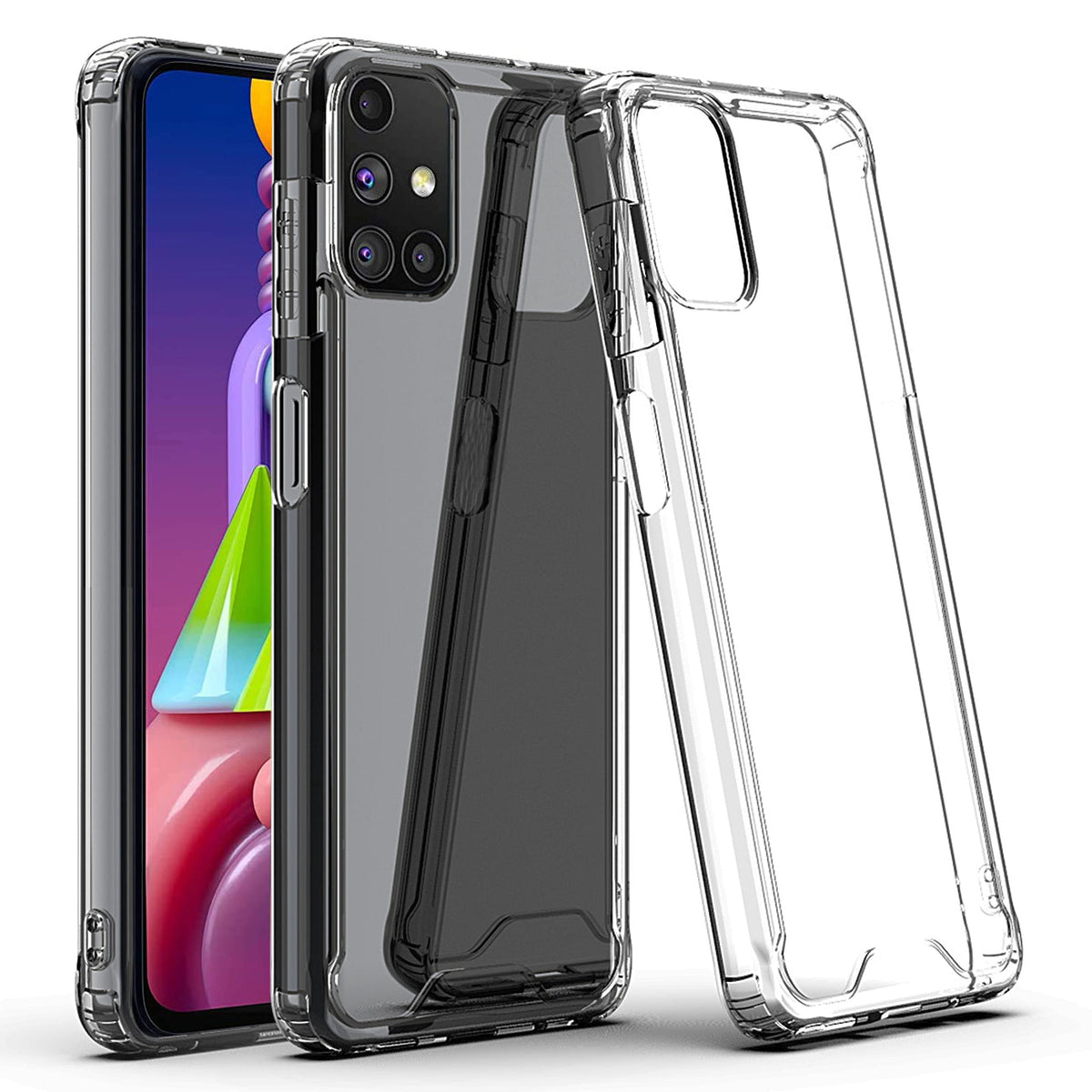 High Quality 2X Clean PC and TPU Bumper Case In Clear For Samsung Galaxy M51 - Crystal Clear & Reliable