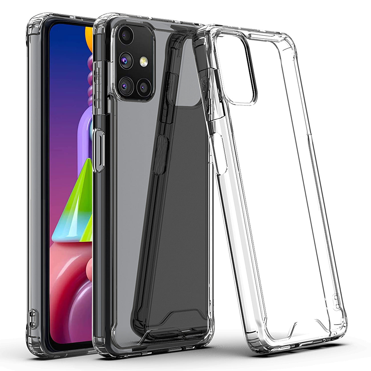 High Quality 2X Clean PC and TPU Bumper Case In Clear For Samsung Galaxy M51 - Crystal Clear & Reliable