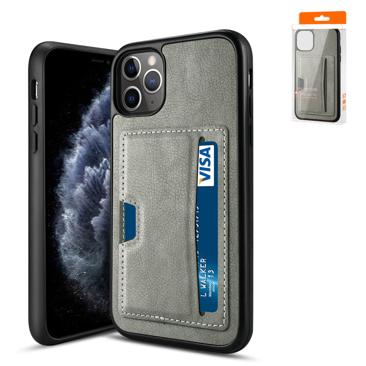 IPHONE 11 PRO Compatible APPLE IPHONE 11 PRO Card Pocket Case In Gray - Heavy Duty Protection by