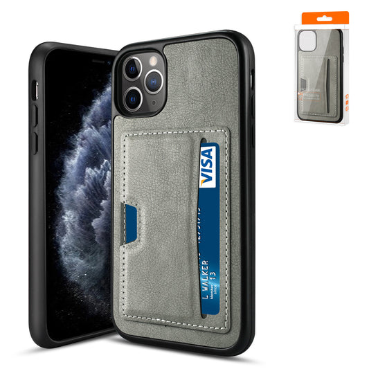 IPHONE 11 PRO Compatible APPLE IPHONE 11 PRO Card Pocket Case In Gray - Heavy Duty Protection by