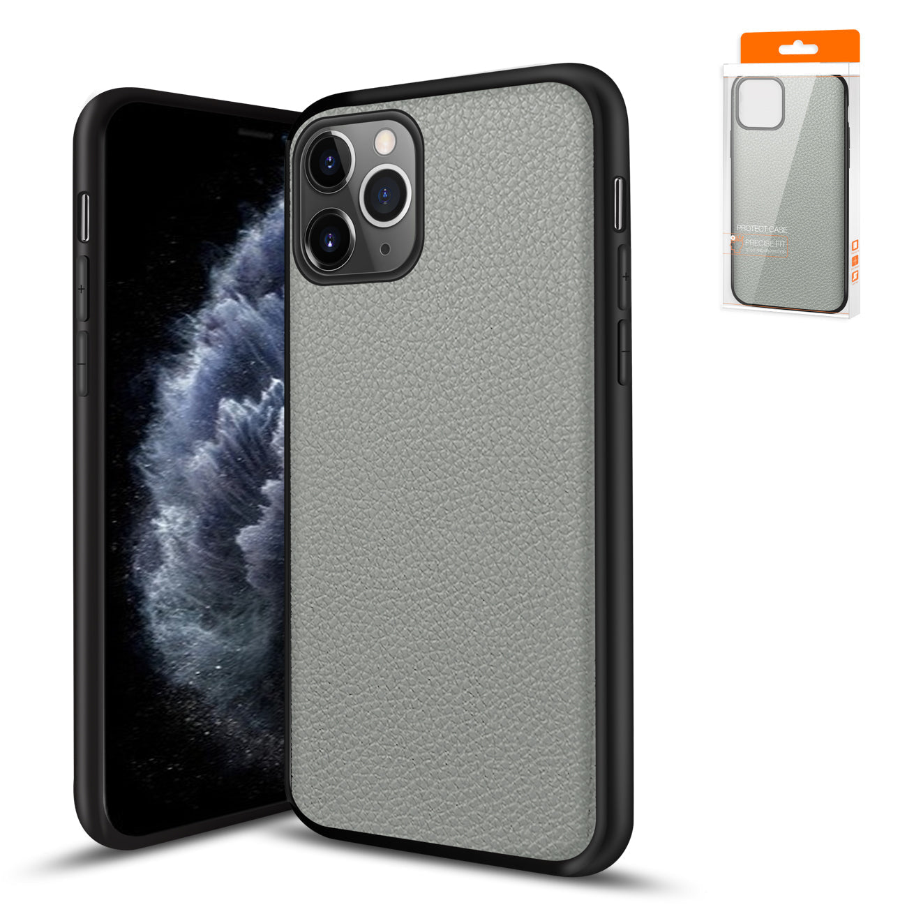 IPhone 11 PRO Compatible Premium PU Leather Outside and Flexible TPU Silicone Hybrid Slim Case for IPhone 11 PRO - Premium Protection by