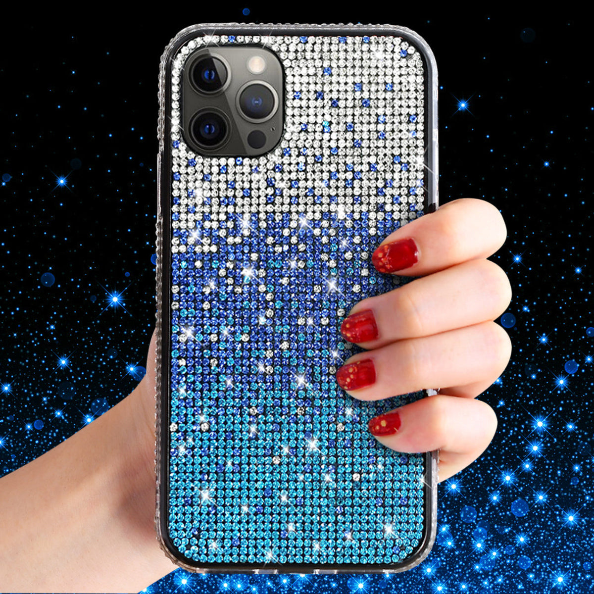 IPHONE 12 PRO Compatible Design Diamond Case For APPLE IPHONE 12 PRO MAX In Black - Shockproof Protection by
