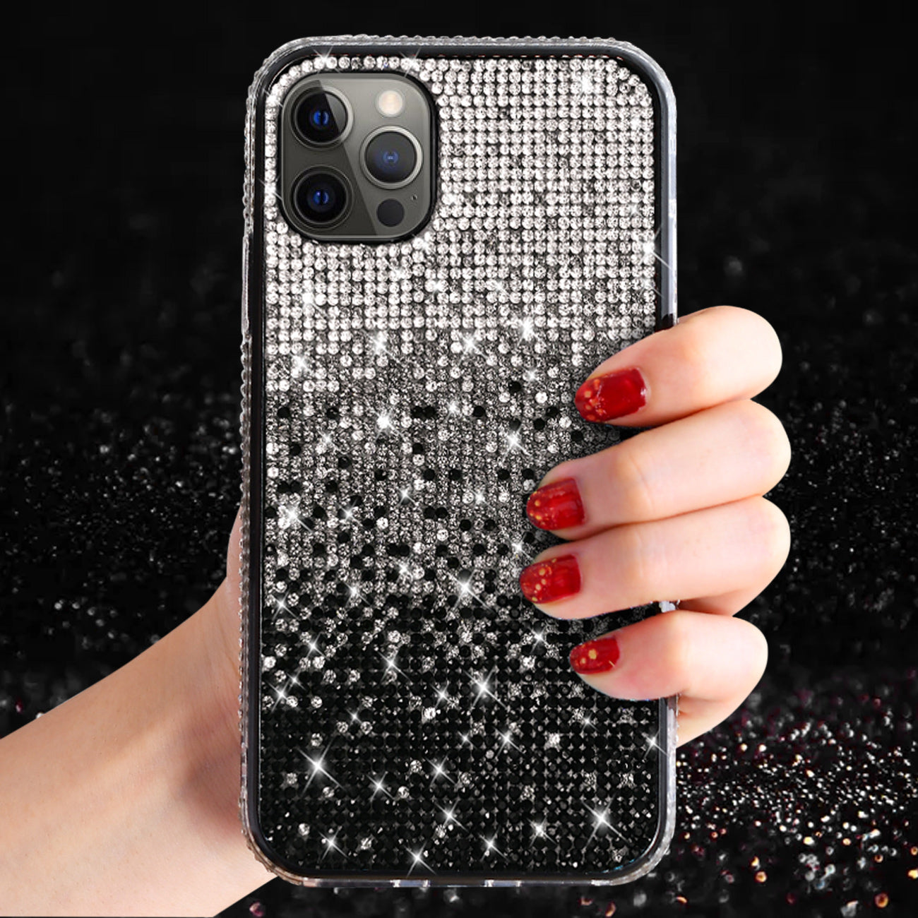 IPHONE 12 Compatible Design Diamond Case For APPLE IPHONE 12 /IPHONE 12 PRO In Black - Durable Protection by
