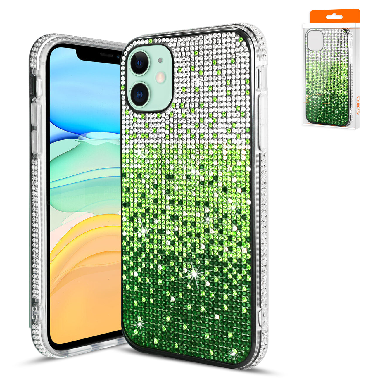 IPHONE 11 Compatible Design Diamond Case For APPLE IPHONE 11 In Green - Heavy Duty Protection by