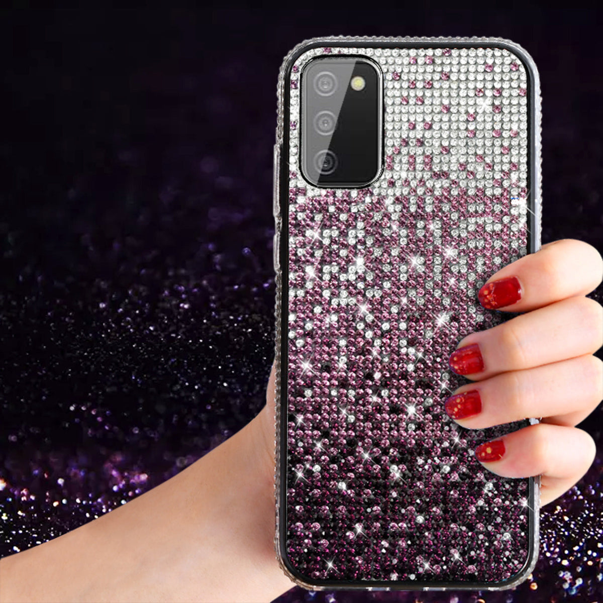 Design Diamond Case For GALAXY A02S In Purple - Heavy Duty & Reliable