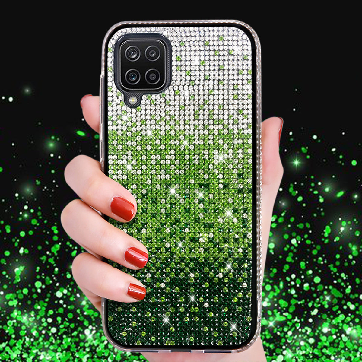 Design Diamond Case For GALAXY A12-5G In Green - Crystal Clear & Reliable