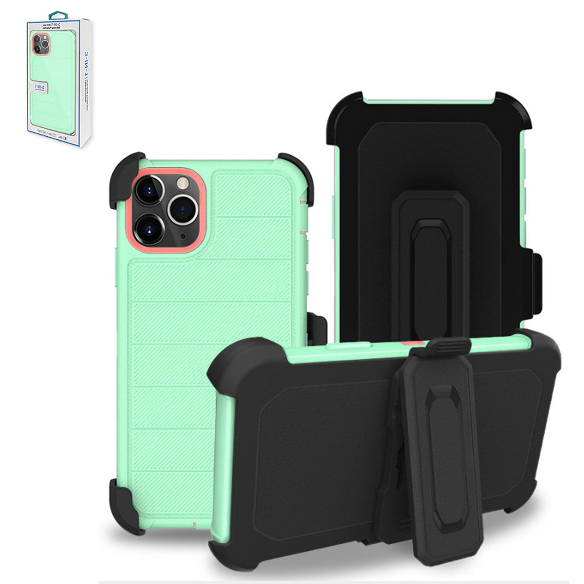 IPHONE 11 PRO Compatible 3-In-1 Hybrid Heavy Duty Holster Combo Case For APPLE IPHONE 11 PRO In Green - Premium Protection by