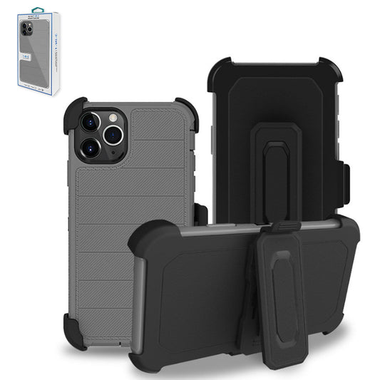 IPHONE 11 PRO Compatible 3-In-1 Hybrid Heavy Duty Holster Combo Case For APPLE IPHONE 11 PRO In Gray - Shockproof Protection by
