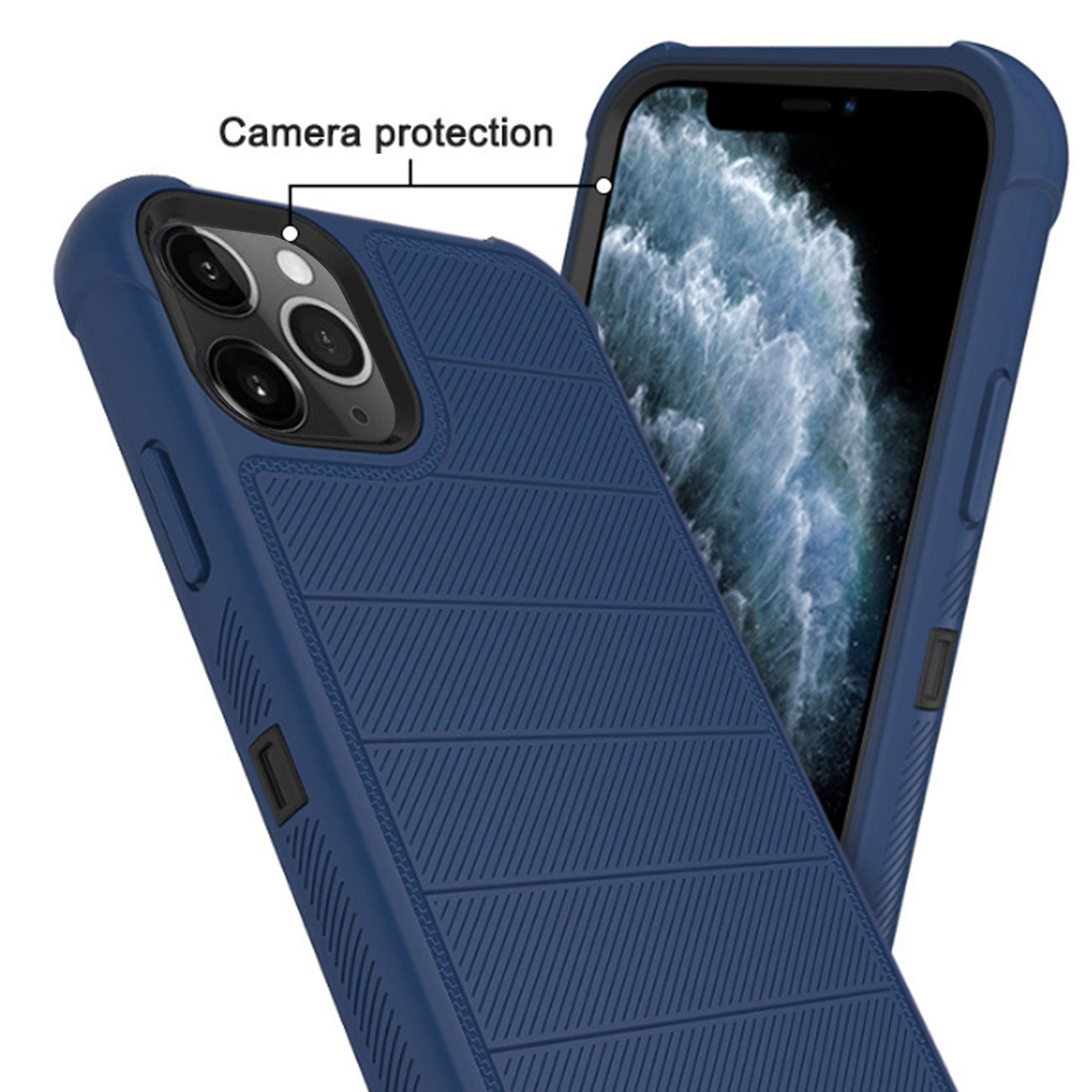 IPHONE 11 PRO Compatible 3-In-1 Hybrid Heavy Duty Holster Combo Case For APPLE IPHONE 11 PRO In Navy - Ultra-Slim Protection by