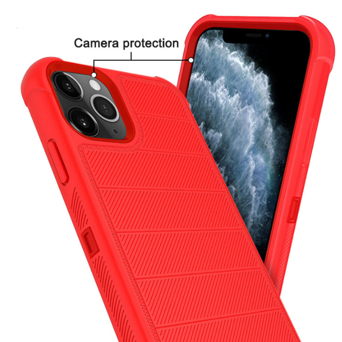 IPHONE 11 PRO Compatible 3-In-1 Hybrid Heavy Duty Holster Combo Case For APPLE IPHONE 11 PRO In Red - Premium Protection by