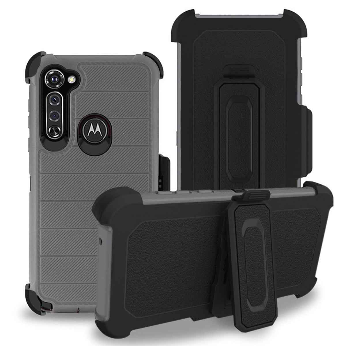 MOTO G STYLUS 3-In-1 Hybrid Heavy Duty Holster Combo Case In Gray - Premium & Reliable