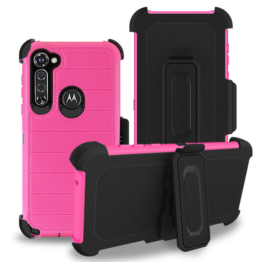 MOTO G STYLUS 3-In-1 Hybrid Heavy Duty Holster Combo Case In Hot PINK - Ultra-Slim & Reliable