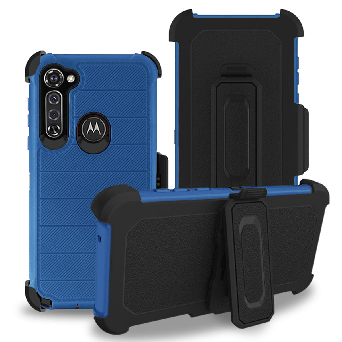MOTO G STYLUS 3-In-1 Hybrid Heavy Duty Holster Combo Case In Navy - Crystal Clear & Reliable