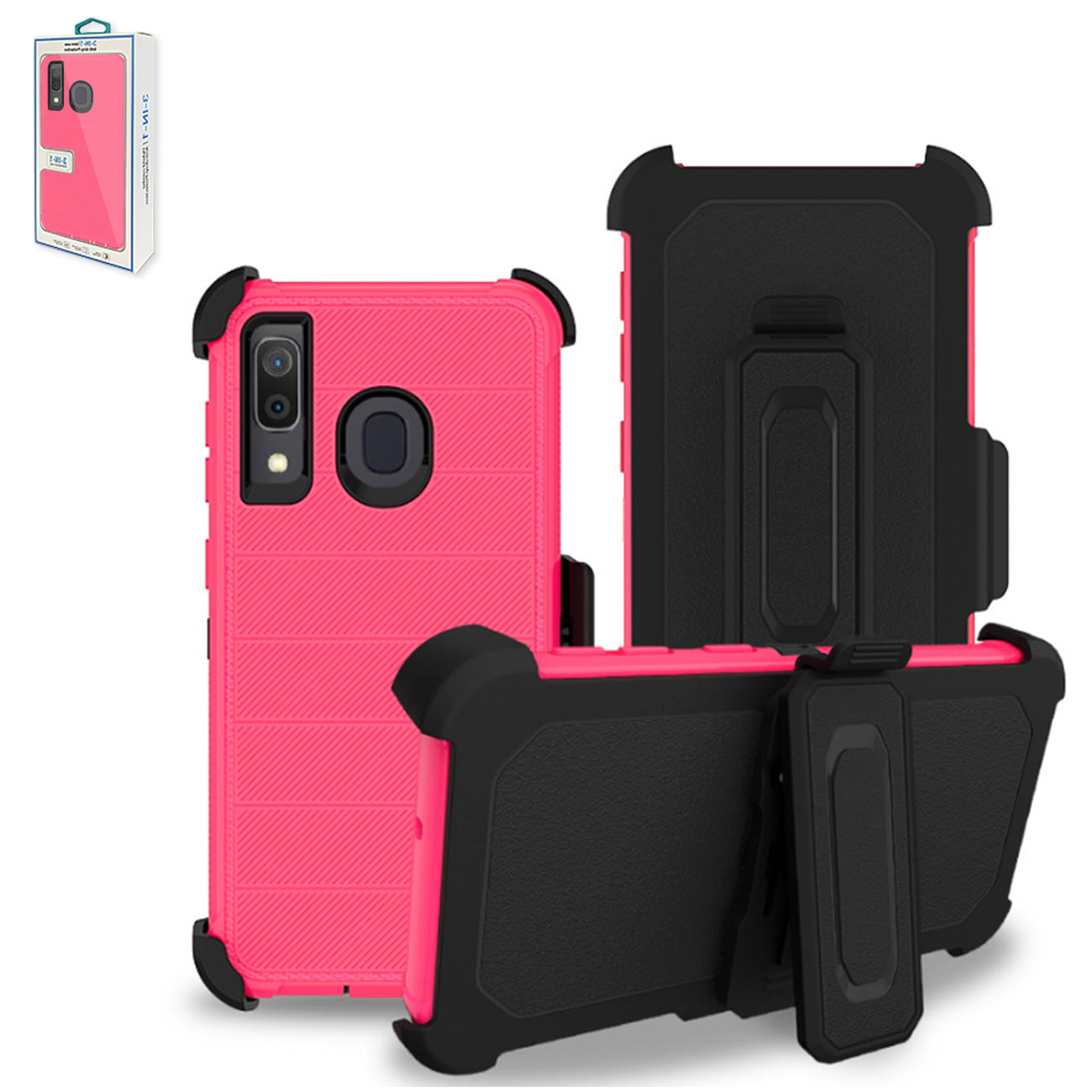3-In-1 Hybrid Heavy Duty Holster Combo Case For In Hot Pink - Durable & Reliable