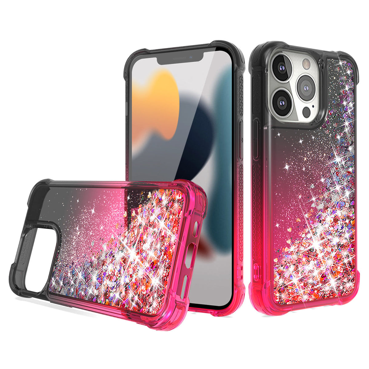 IPHONE 13 PRO Compatible Shiny Flowing Glitter Liquid Bumper Case For APPLE IPHONE 13 PRO MAX In Black - Premium Protection by
